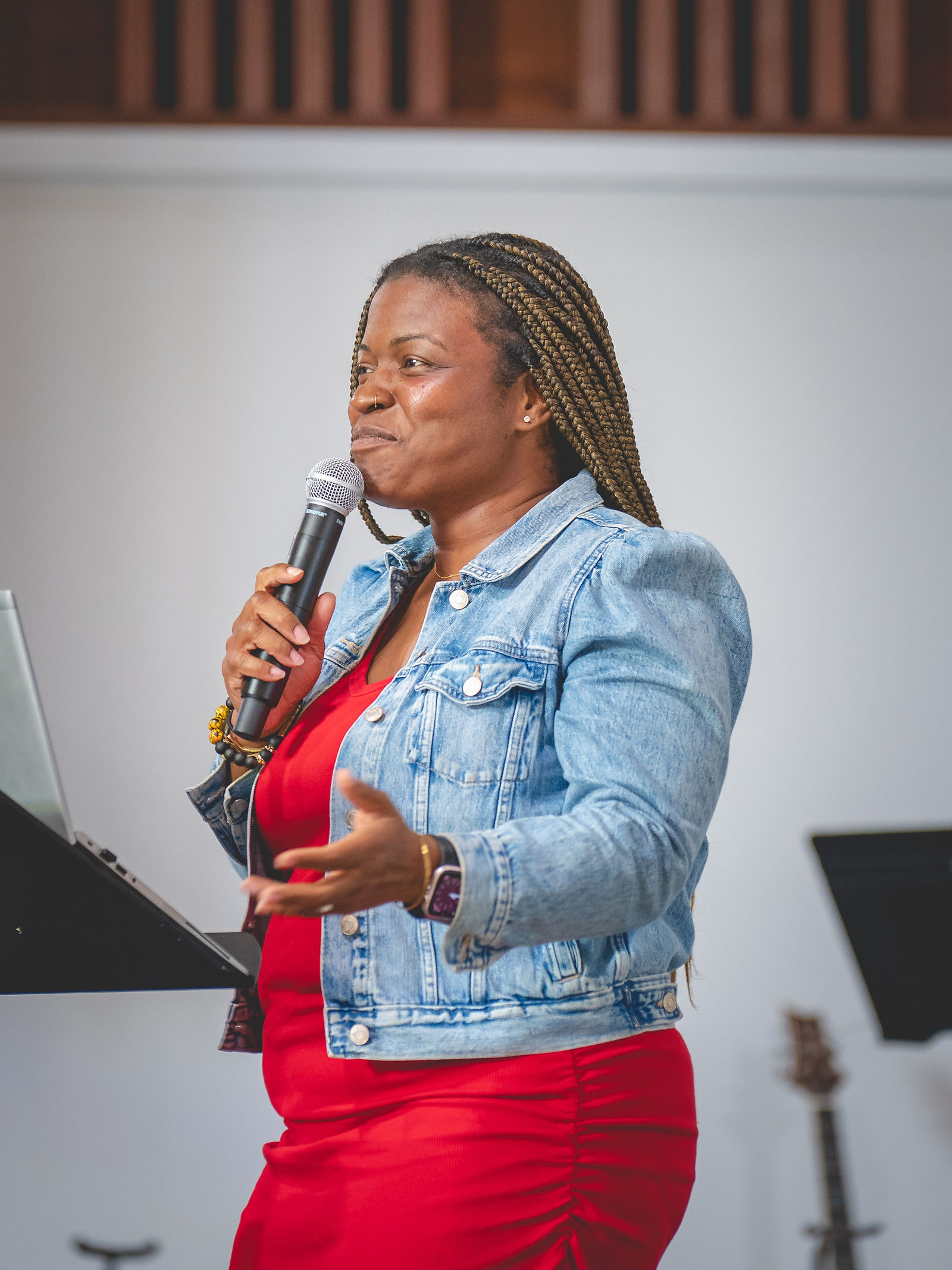 A Sanctuary Columbus leader speaking during a Sunday gathering